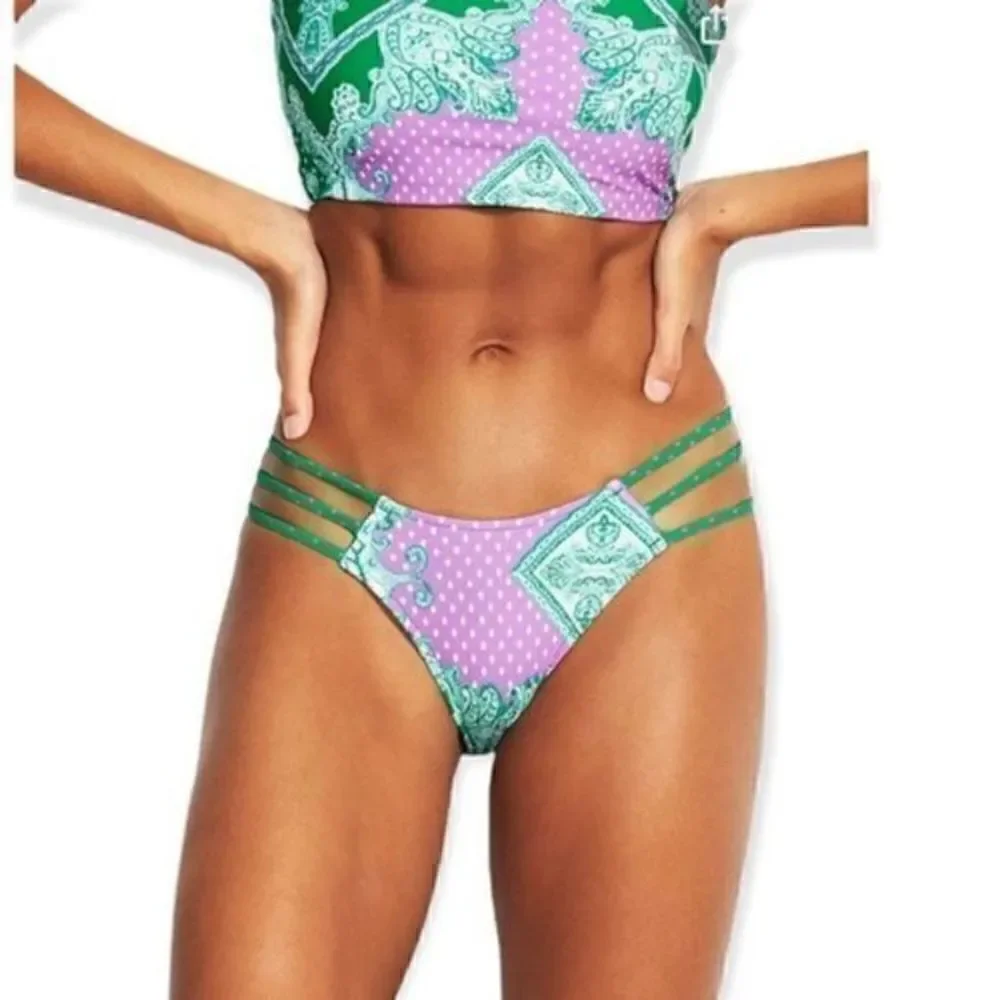 Seafolly Bandana Bay Multi Rio Bikini Bottoms Size 8 NWT